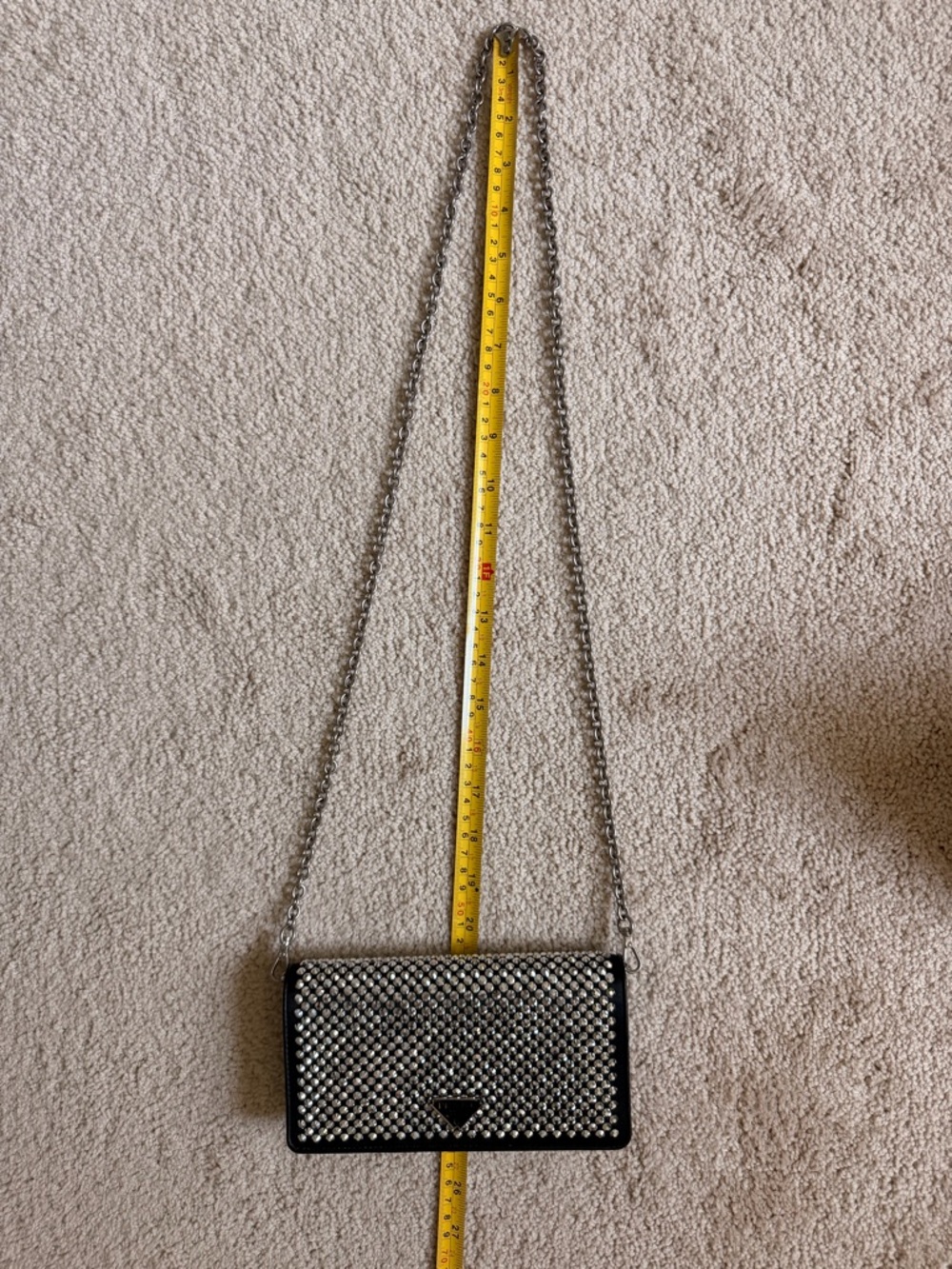 PRADA Black Satin Crystal Crossbody Clutch Bag 1DH044 - Picture 12 of 16